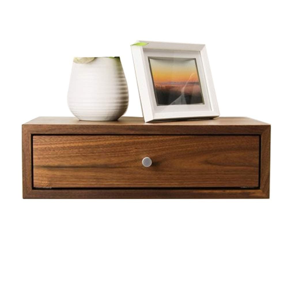 Floating Bedside Table Nordic Wall-Mounted Drawer Bedside Table Suspension Dressing Table Wall Side Table Partition Rack Multi-Color (Color : Brown)