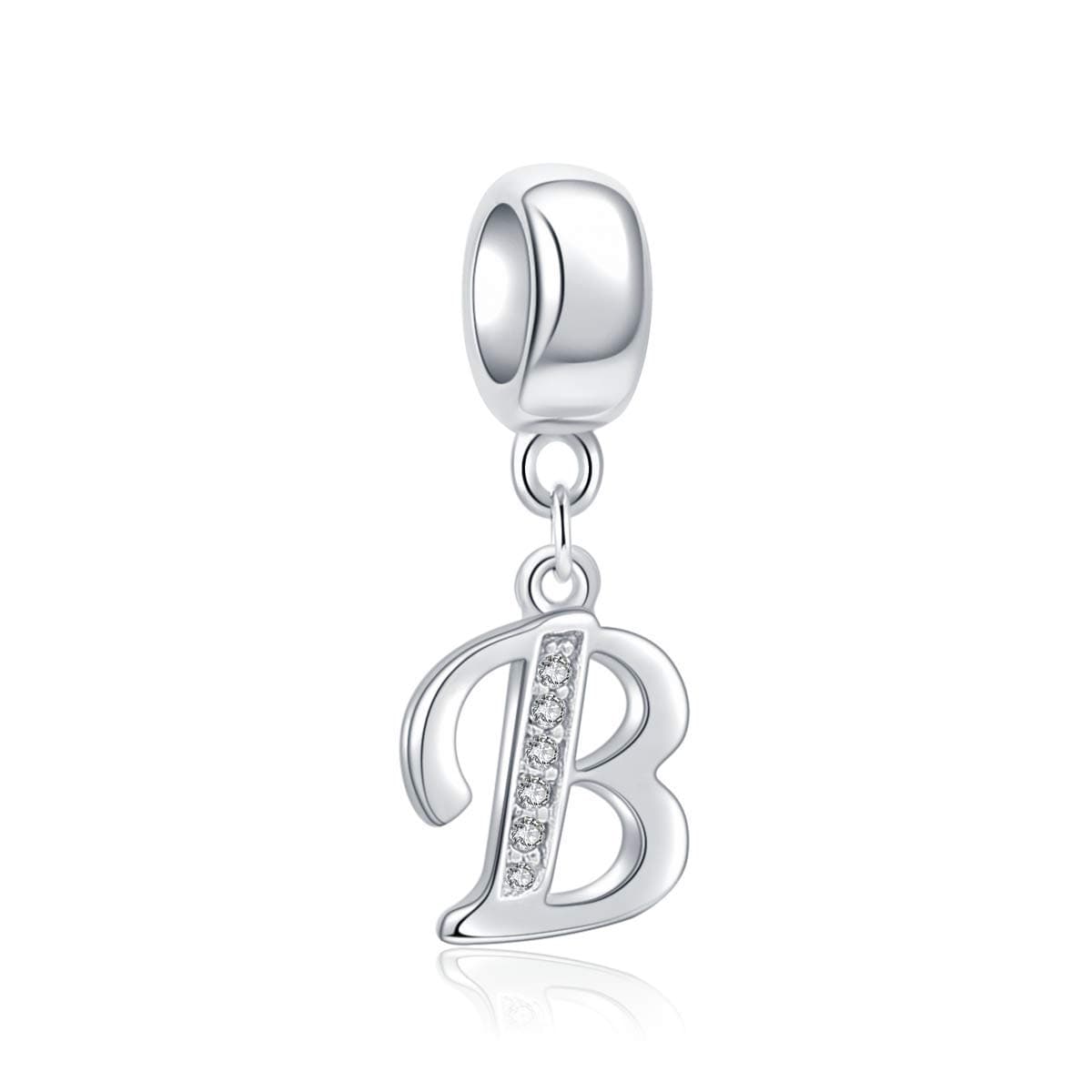 925 Sterling Silver Letter Beads Initial A-z Dangle Alphabet Crystal Charm Fits European Bracelet Gift for Mother Valentines day