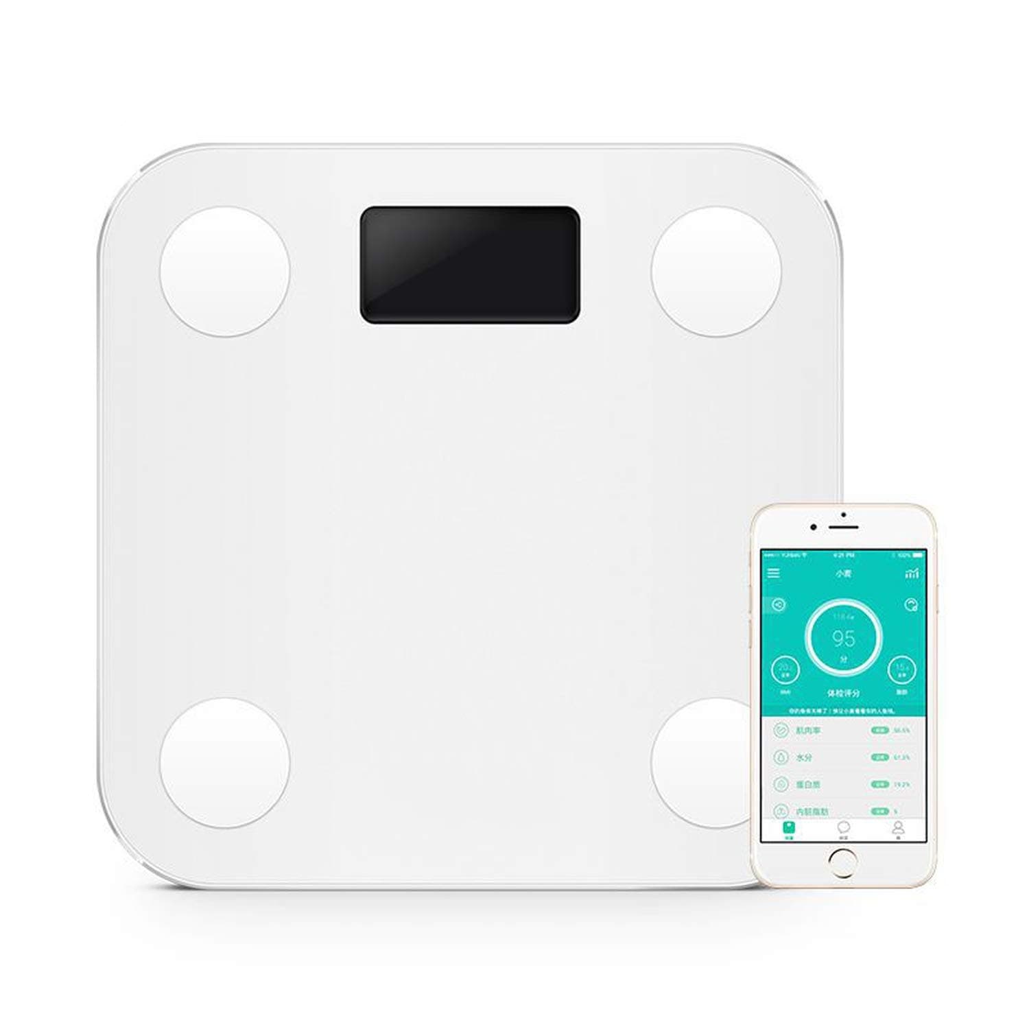 White Mini Smart Scales Household Premium Support Bluetooth APP Fat Percentage Digital Body Fat Weighing Scale,White