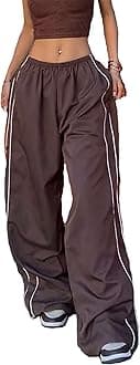 Womens Parachute Pants Y2k Baggy Wide Leg Track Pants Elastic Waist Jogger Sweatpants Hiking Pants Trousers 