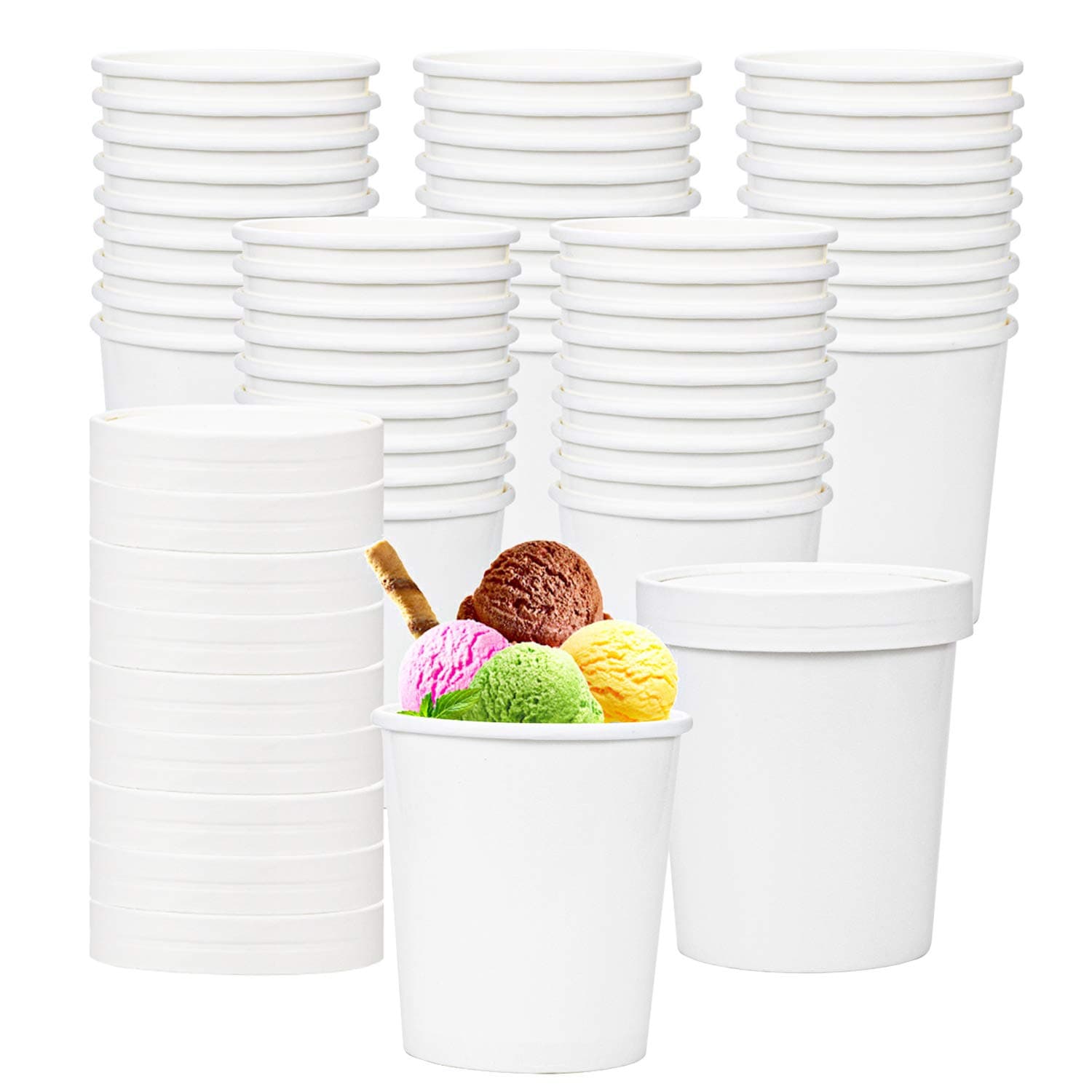 16 OZ Paper Ice Cream Cups with Lids