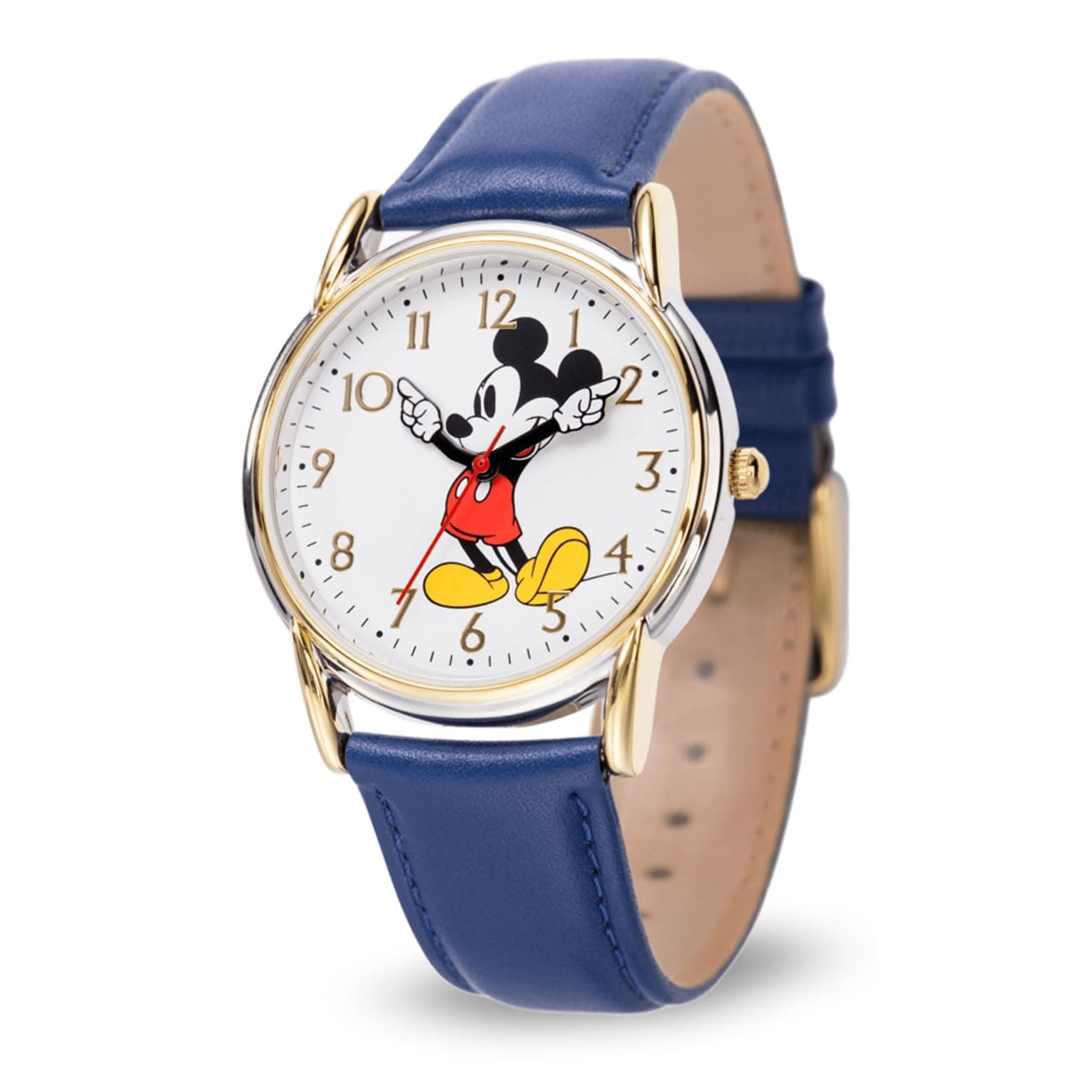 Mickey Mouse Watch Men - Mickey Mouse Watches for Men - Watch for - Classic Mens Watches - Gift - Silver Bezel - Leather Strap Collectible