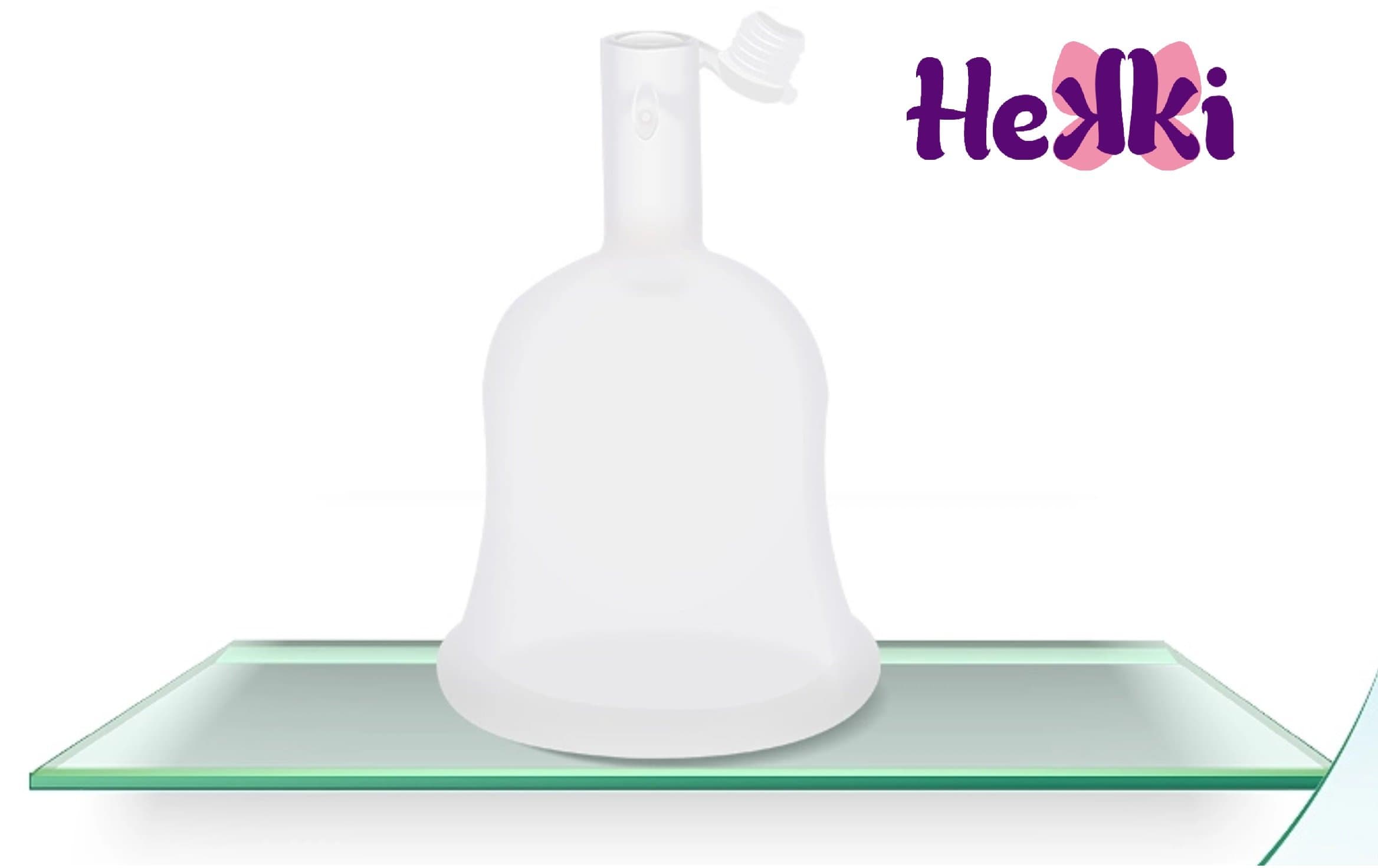 Hekki Cup - Menstrual Cup - Regular Size - with Valve NO Need to Remove IT to Drain - Medical Grade Silicone - Transparent No Colourants