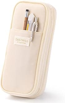 Big Capacity Pencil Case Large Pencil Pouch Stationery Pen Bag for Teen Girls-Cream
