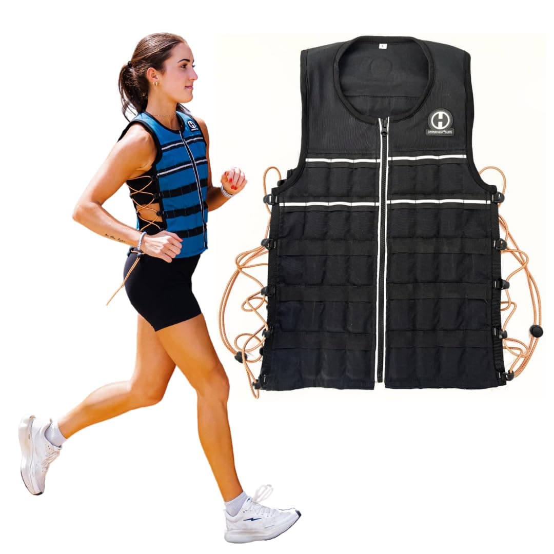 HYPERWEAR Hyper Vest Elite Weighted Vest Thin Adjustable 10lbs for Men or Women, Durable Cordura Fabric, Reflective Trim, and Shock Cord Side Lacing