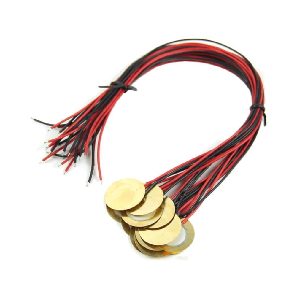 12Pcs 27mm Piezo Discs with Leads Mic Drum Trigger Acoustic Pickup CBG Guitar