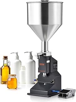 VEVOR Pneumatic Paste Liquid Filling Machine, 5-50ml Bottle Filler, Bottle Filling Machine, Stainless Steel Liquid Filler with Pedal for Milk Water Juice Shampoo Honey