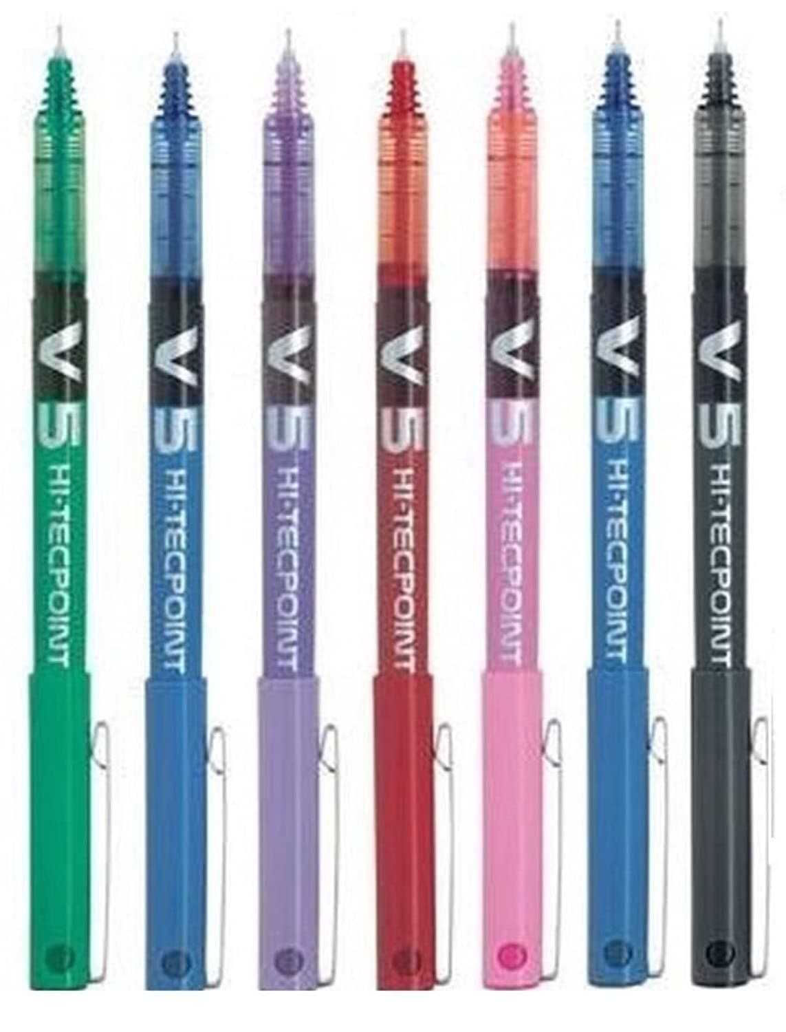 V5 Hi-Tecpoint Rollerball Pen – Fine 0.5mm Tip, Assorted Ink Colors, Set of 7