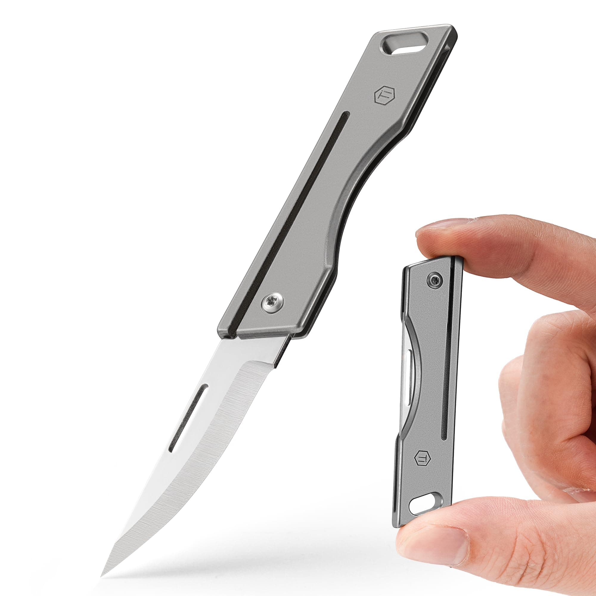 KK06M Titanium Folding Pocket Knife- Razor Sharp Folding Blade, Lightweight EDC Tool For Camping And Everyday Carry (Grey)