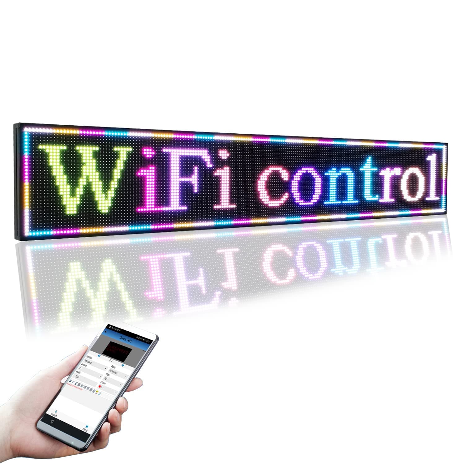 PH10mm 77"x14" Programmable LED Display Board with WiFi - Full Color Scrolling Sign, High Brightness Advertising Screen for Business & Retail Stores