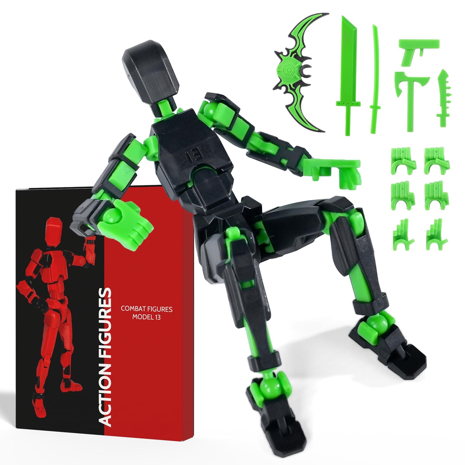 Action Figure Set, Model 13 Action Figure Multi-Jointed Movable,Gift Box Packaging, a Great for Loved Ones and Friends. (Black)