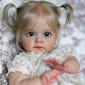 Reborn Baby Dolls Girl, 22 Inch Lifelike Reborn Toddler Dolls Full Body Vinyl Silicone with Long Hair, Beautiful Realistic Newborn Baby Doll with Feeding Toy for Kids Birthday Christmas