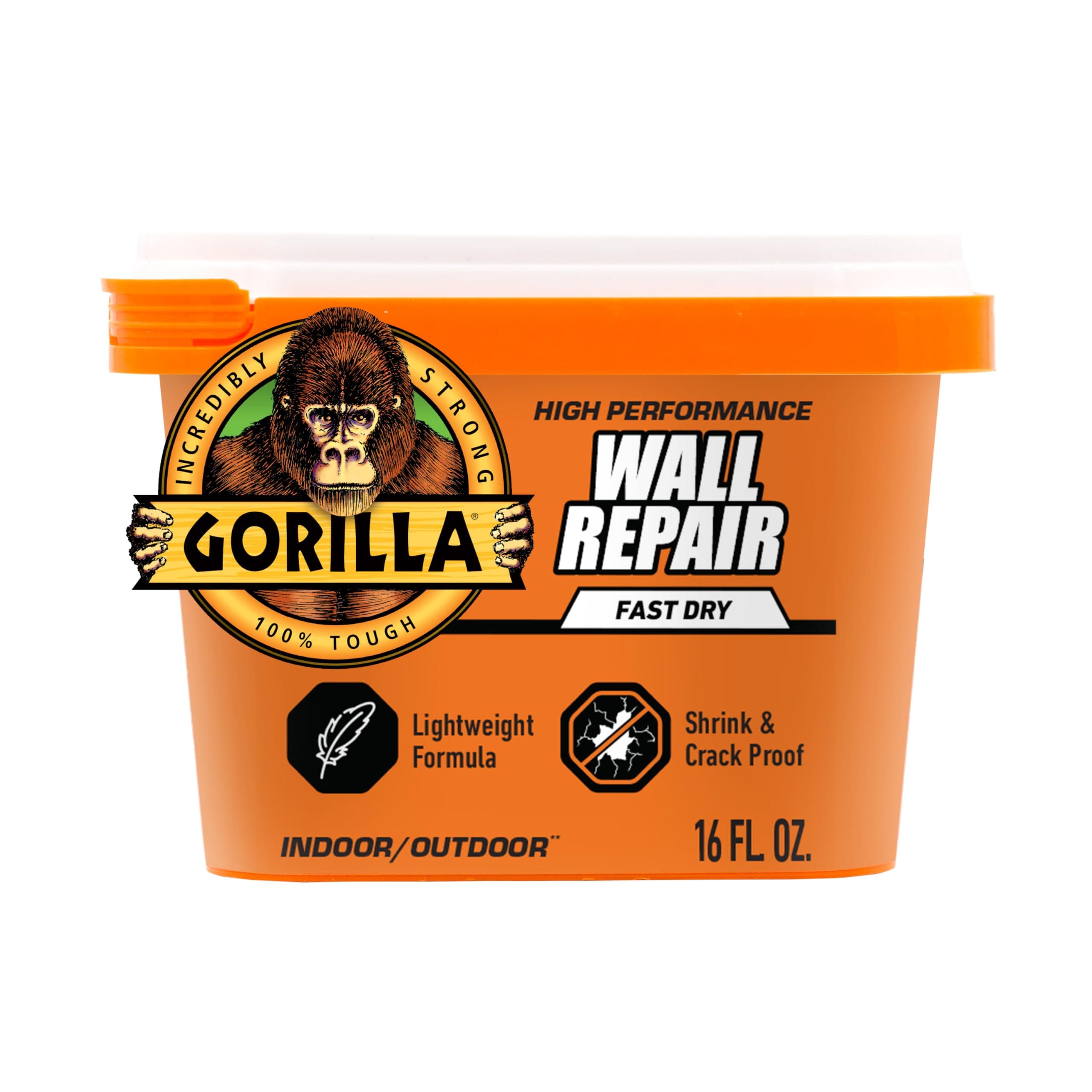 Gorilla Heavy Duty Wall Repair Spackling + Primer, 16 Ounce Tub,White