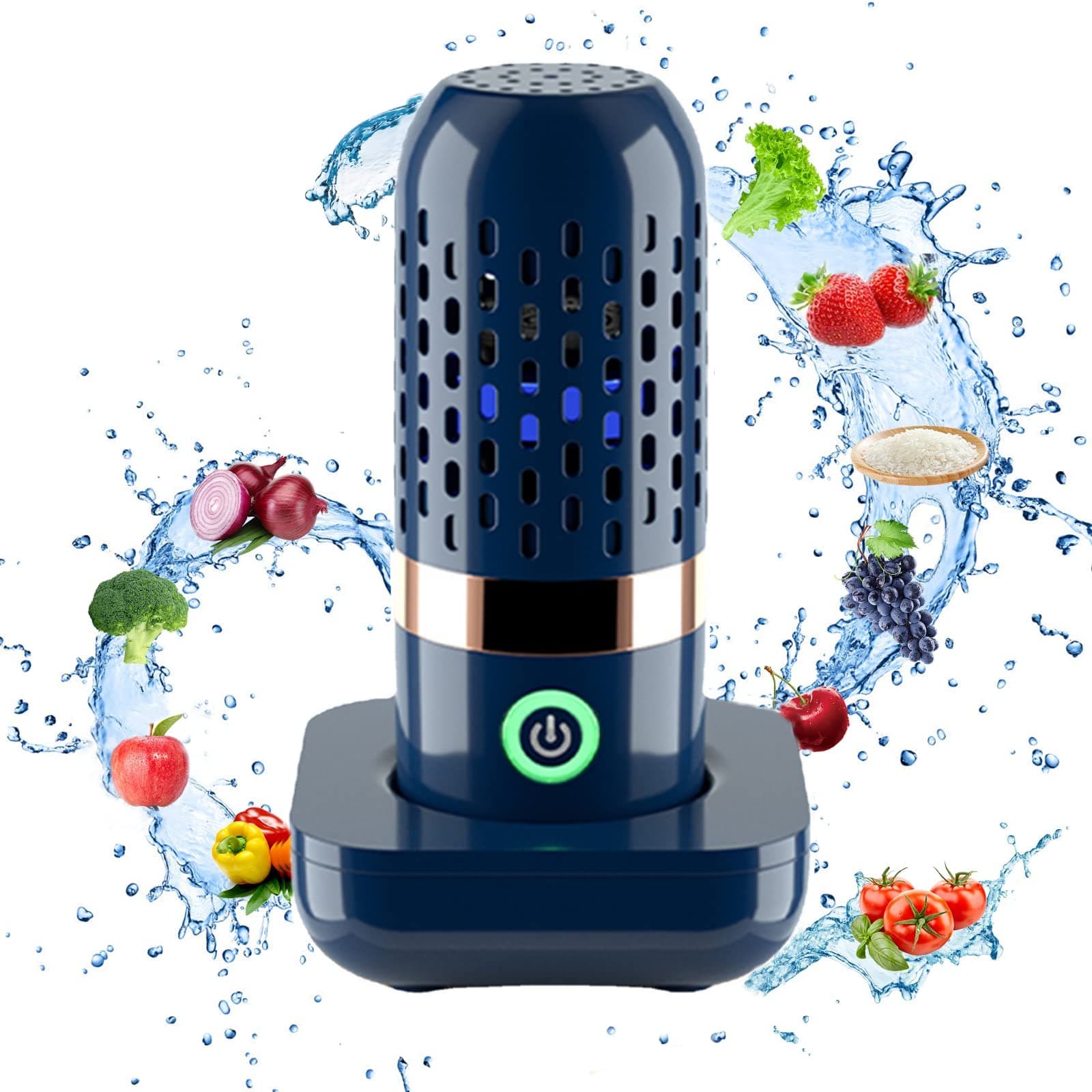 Fruit and Vegetable Washing Machine, Fruit and Vegetable Cleaner, Fruit Cleaner Device,Portable Fruit Purifier with OH-ion Purification Technology for Cleaning Fruit, Vegetable,Tableware (Blue)