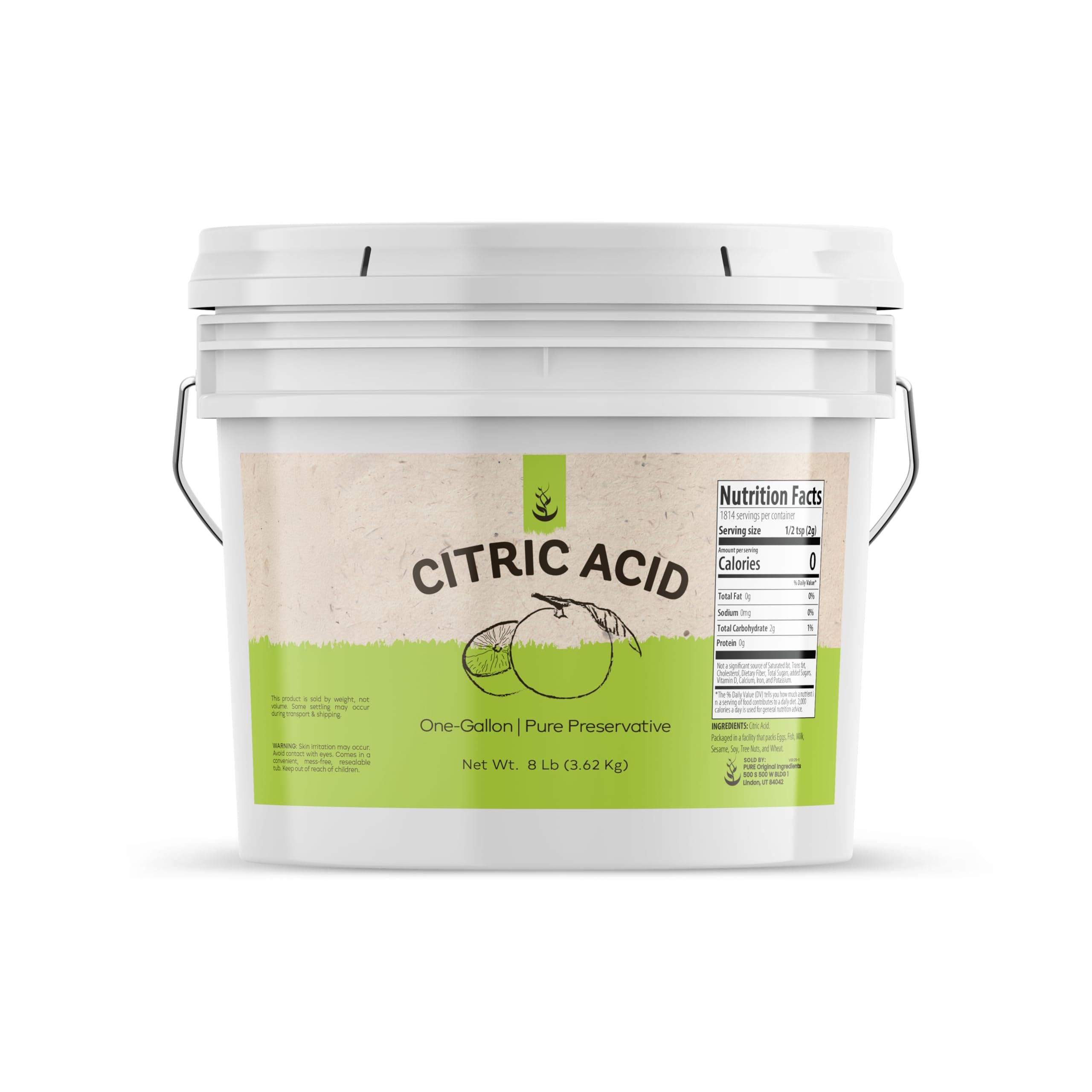 PURE ORIGINAL INGREDIENTS Citric Acid (1 Gallon) Pure & Undiluted, All Purpose Cleaner, Enhancer