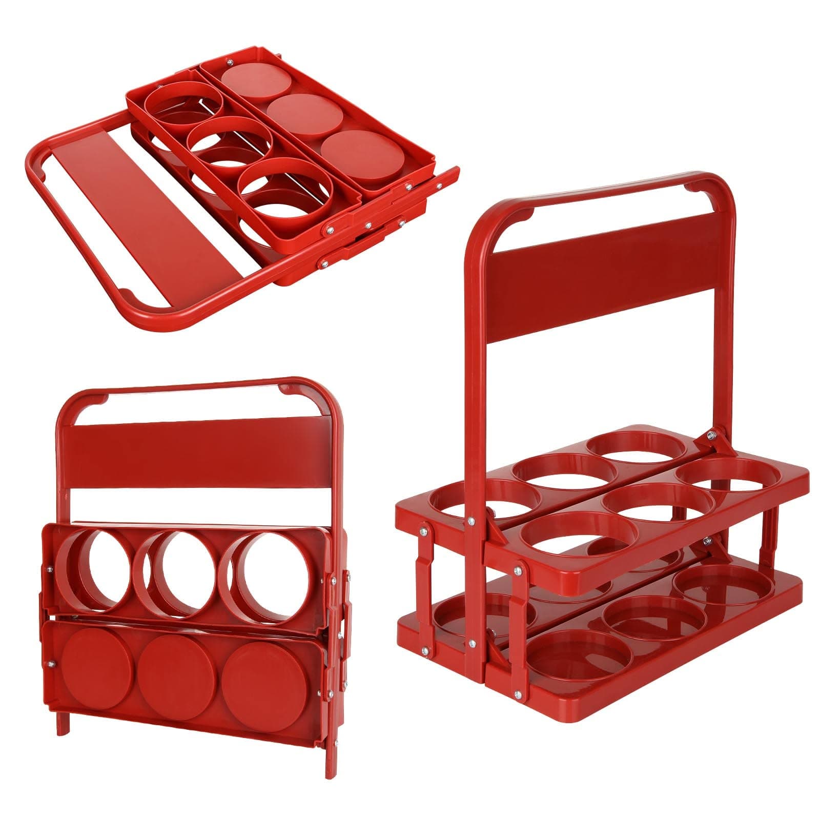 3 Pack Foldable Plastic Drink Carrier, 6 Cup Reusable Beverage Delivery Holder, Beer Bottle Holder with Handle for Party, Grubhub, Instacart, Ubereats Drivers, Restaurant