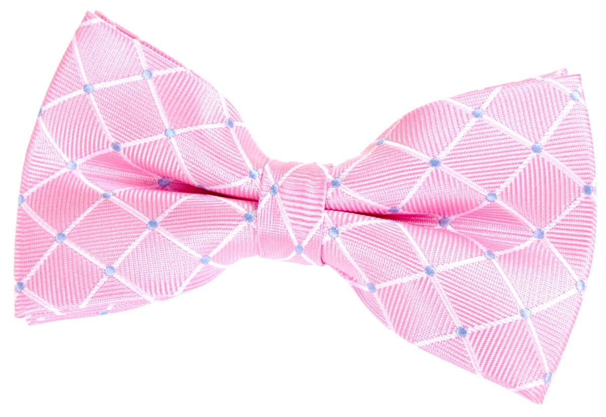 Retreez Dots and Check Pattern Woven Pre-tied Bow Tie (5")