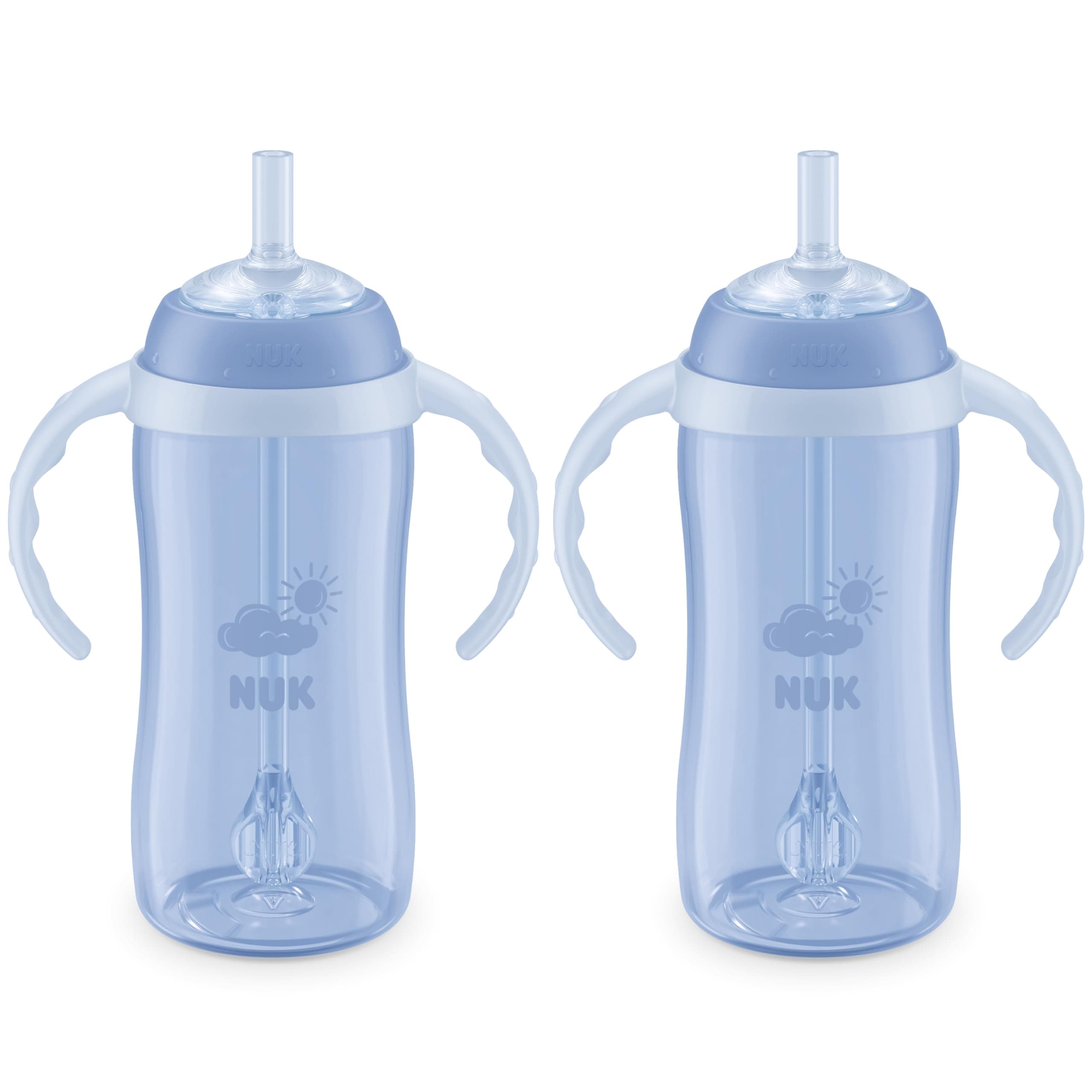 NUK Learner Straw Cup, 10 oz, 2-Pack - Toddler Cup with Soft Straw for Easy Drinking, 6 Months and Up