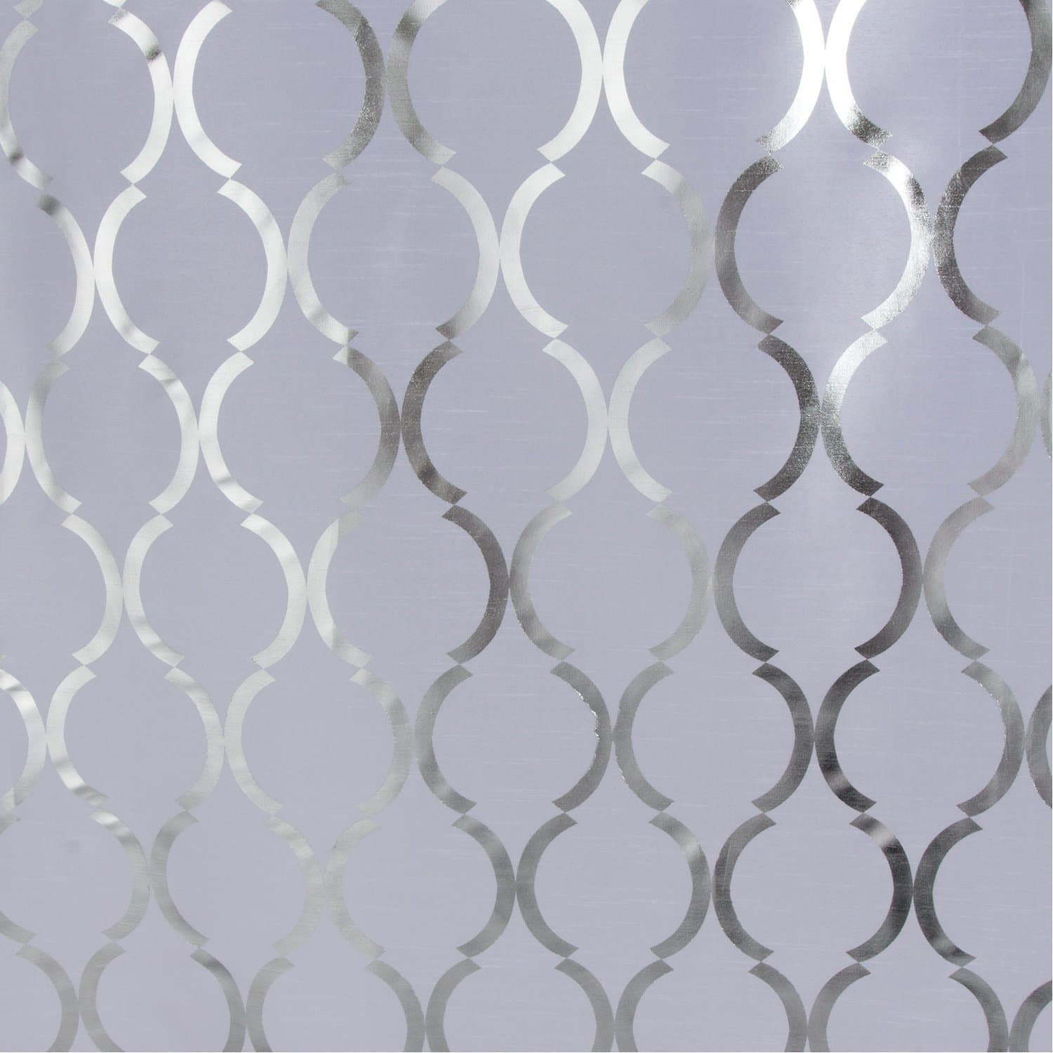 White Shower Curtain - Silver Vertical Flocking Design - Woven Polyester Fabric Curtain by DOTZ Bathroom Collection
