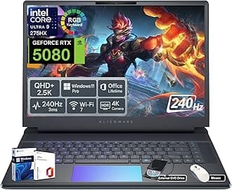 Dell Alienware Flagship Area-51 Gaming Laptop - RTX 5080 • Intel Ultra 9 275HX (Up to 5.4GHz) • 16" 2.5K QHD+ 240Hz • Backlit KB • WiFi 7 • Win 11 Pro • Office Lifetime(64GB DDR5 RAM, 4TB SSD)