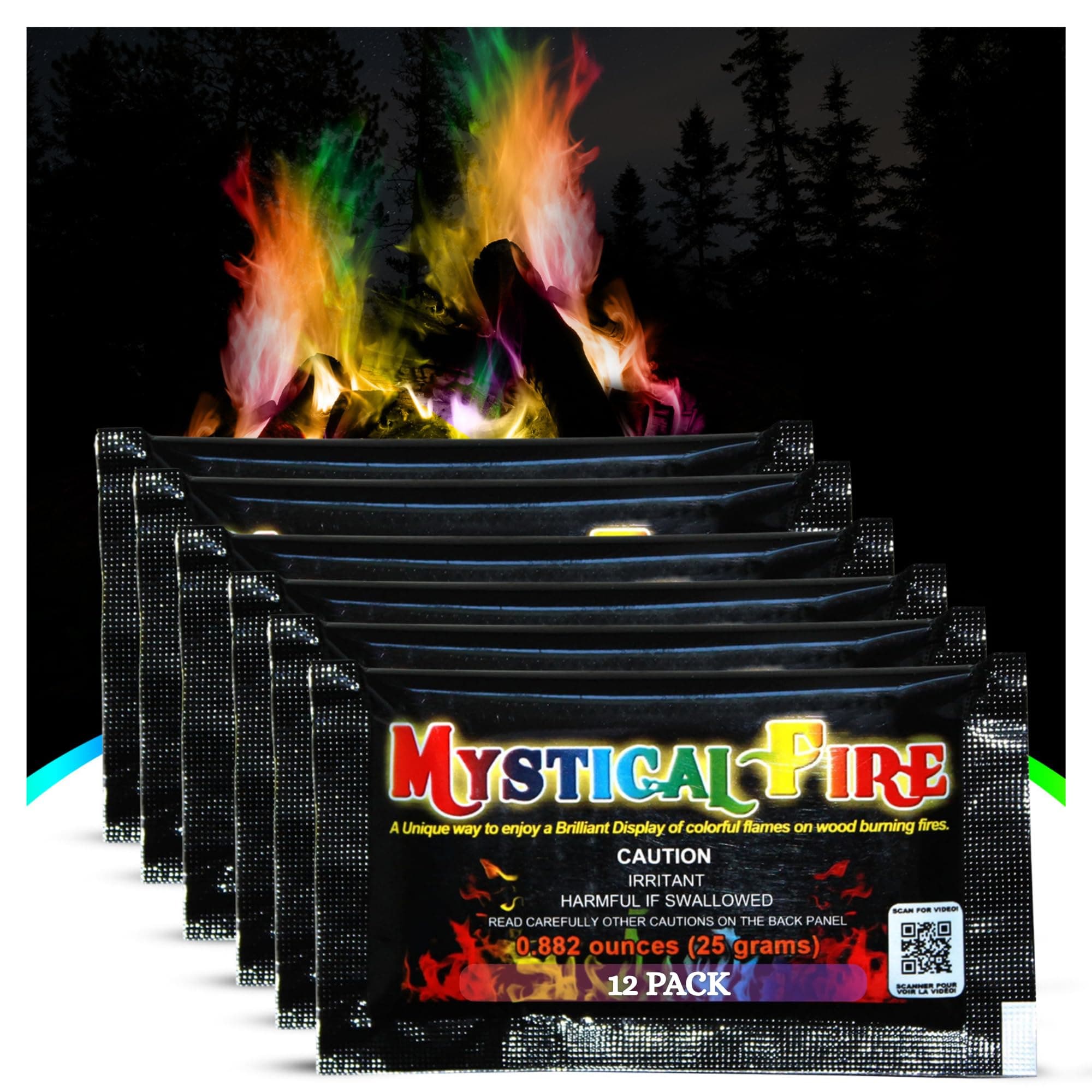 Mystical Fire Color Changing Packets Fire Pits Campfire Enchanted Multi-Color Magical Fun for Indoor Fireplace or Outdoor Use 0.882 Ounces 12 Pack
