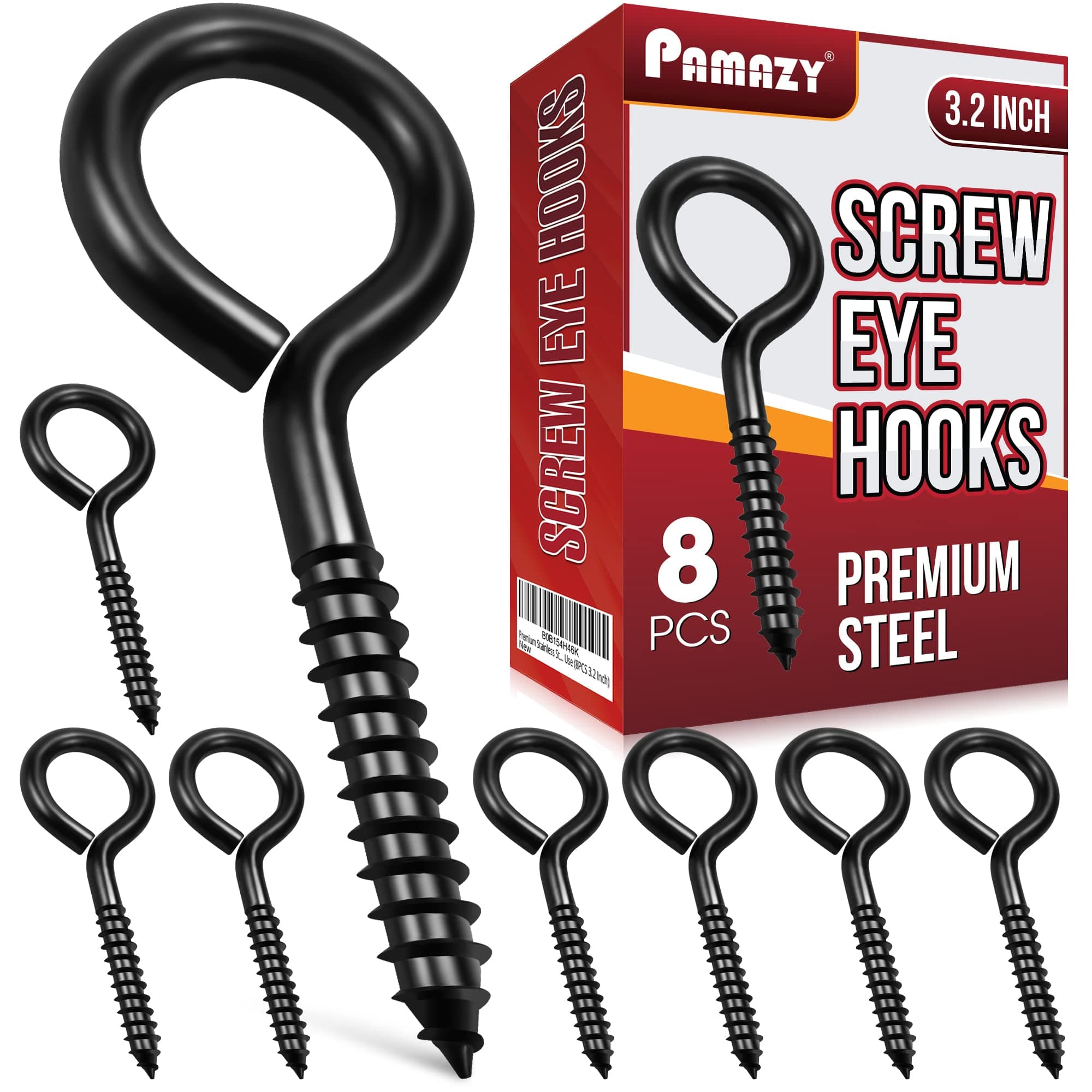 8Pcs 3.2In Screw Eye Hooks