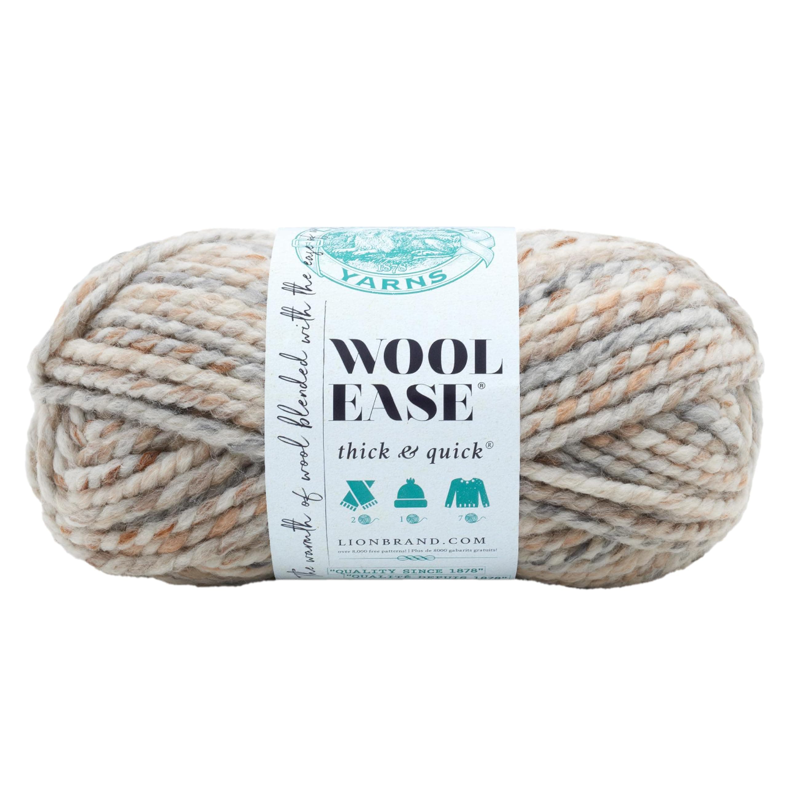 Wool-Ease Thick & Quick Yarn, Soft and Bulky Yarn for Knitting, Crocheting, and Crafting, 1 Skein, Fossil