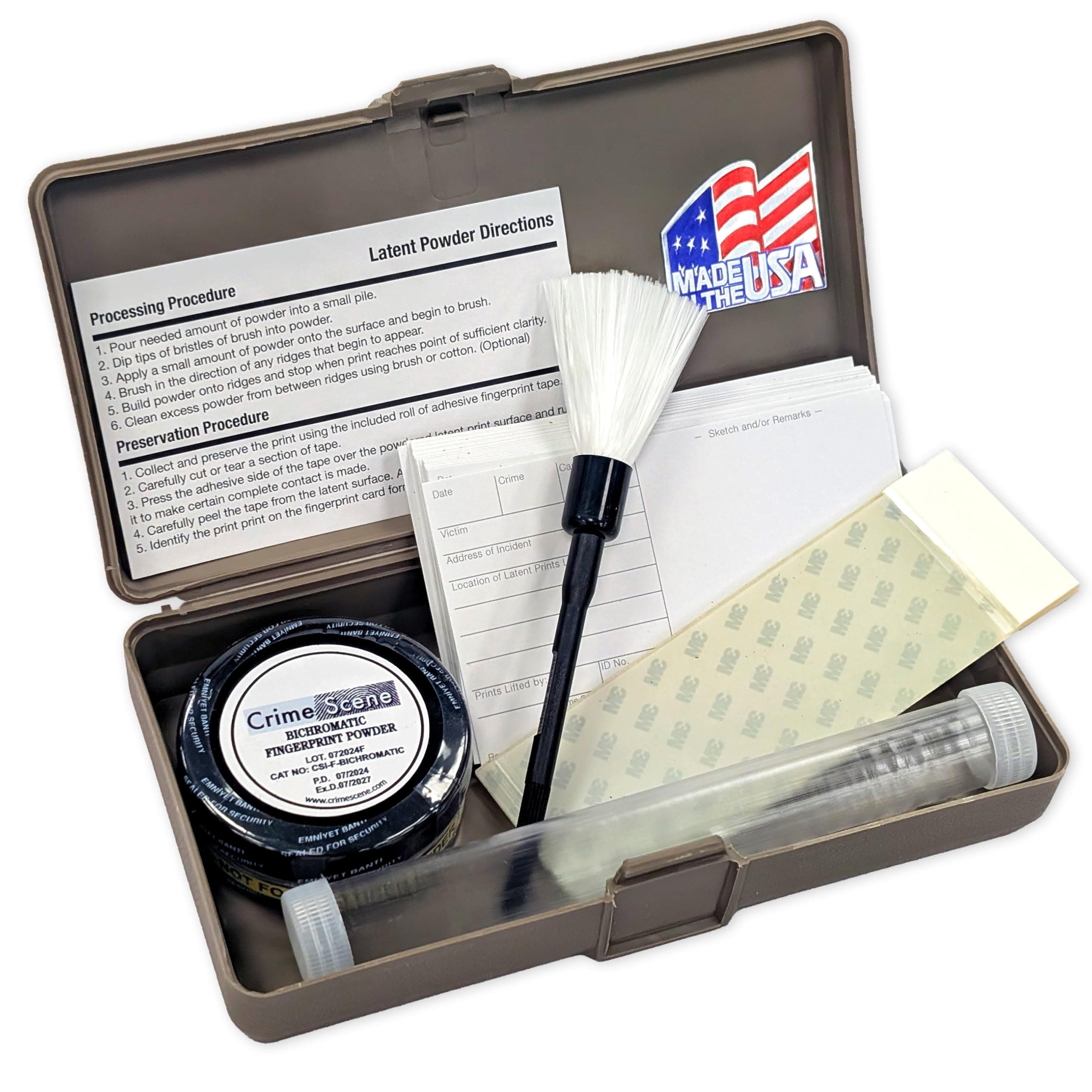 Crime Scene Basic Latent Fingerprint Kit, Bichromatic Grey Powder